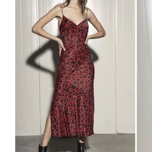 NWT Serrano Leopard print red slip dress